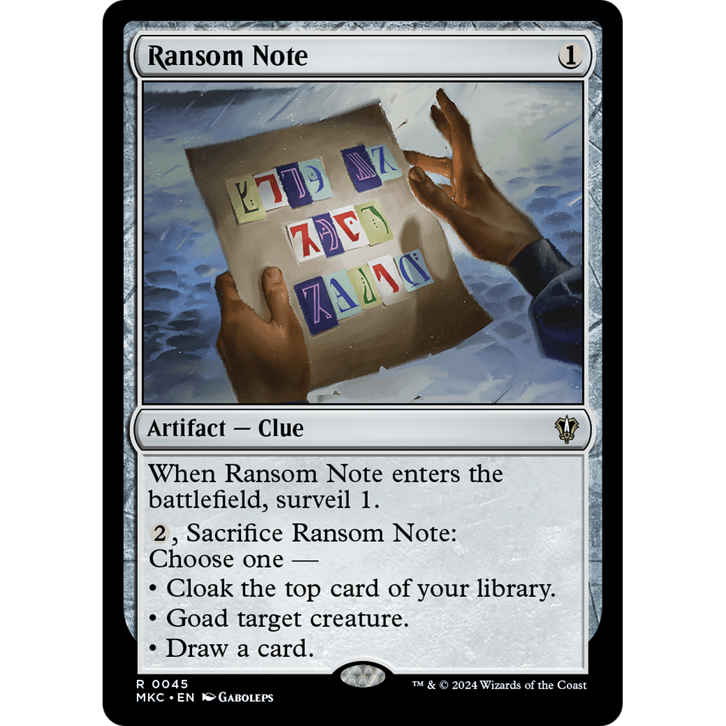 Ransom Note (MKC-045) - Murders at Karlov Manor Commander