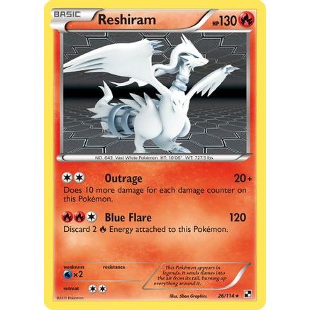 Reshiram 26/114 - Black and White Reverse Holofoil