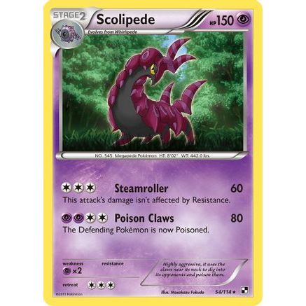 Scolipede 54/114 - Black and White Reverse Holofoil