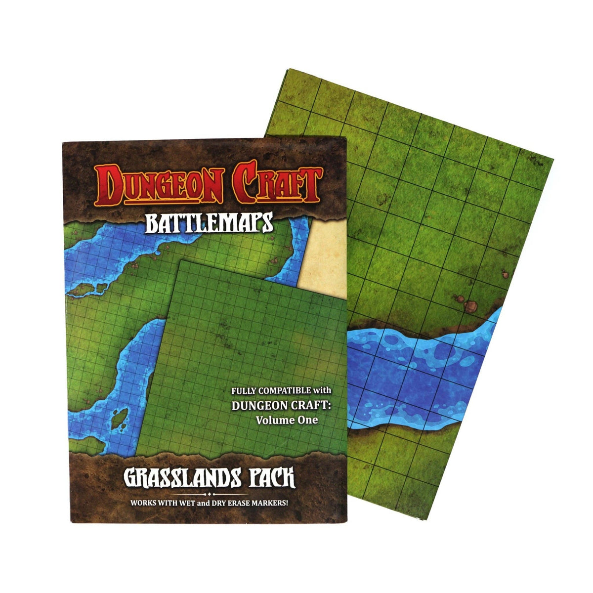 Dungeon Craft Battlemap: Grasslands and River - Double-Sided Dry/Wet Erase RPG Map