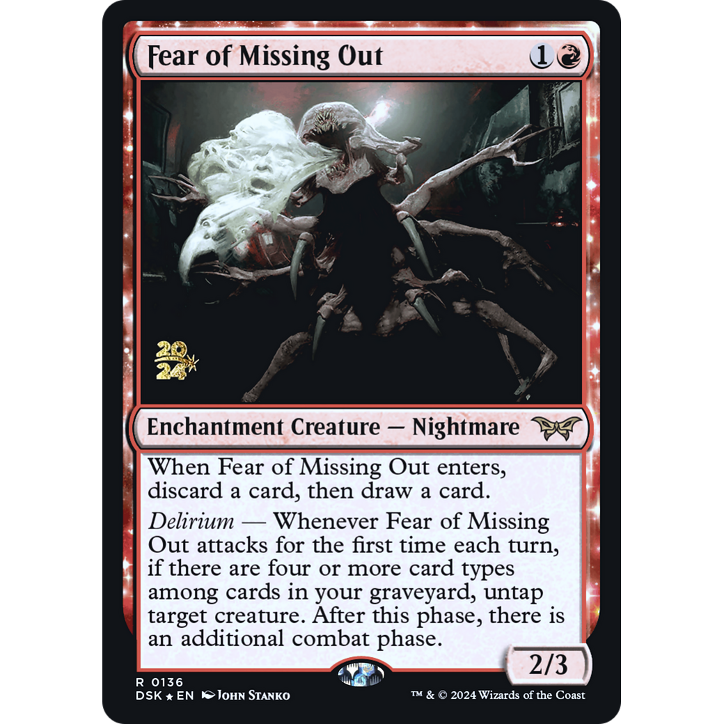 Fear of Missing Out (PRE-136S) - Duskmourn: House of Horror Promos: (enchantment) Foil
