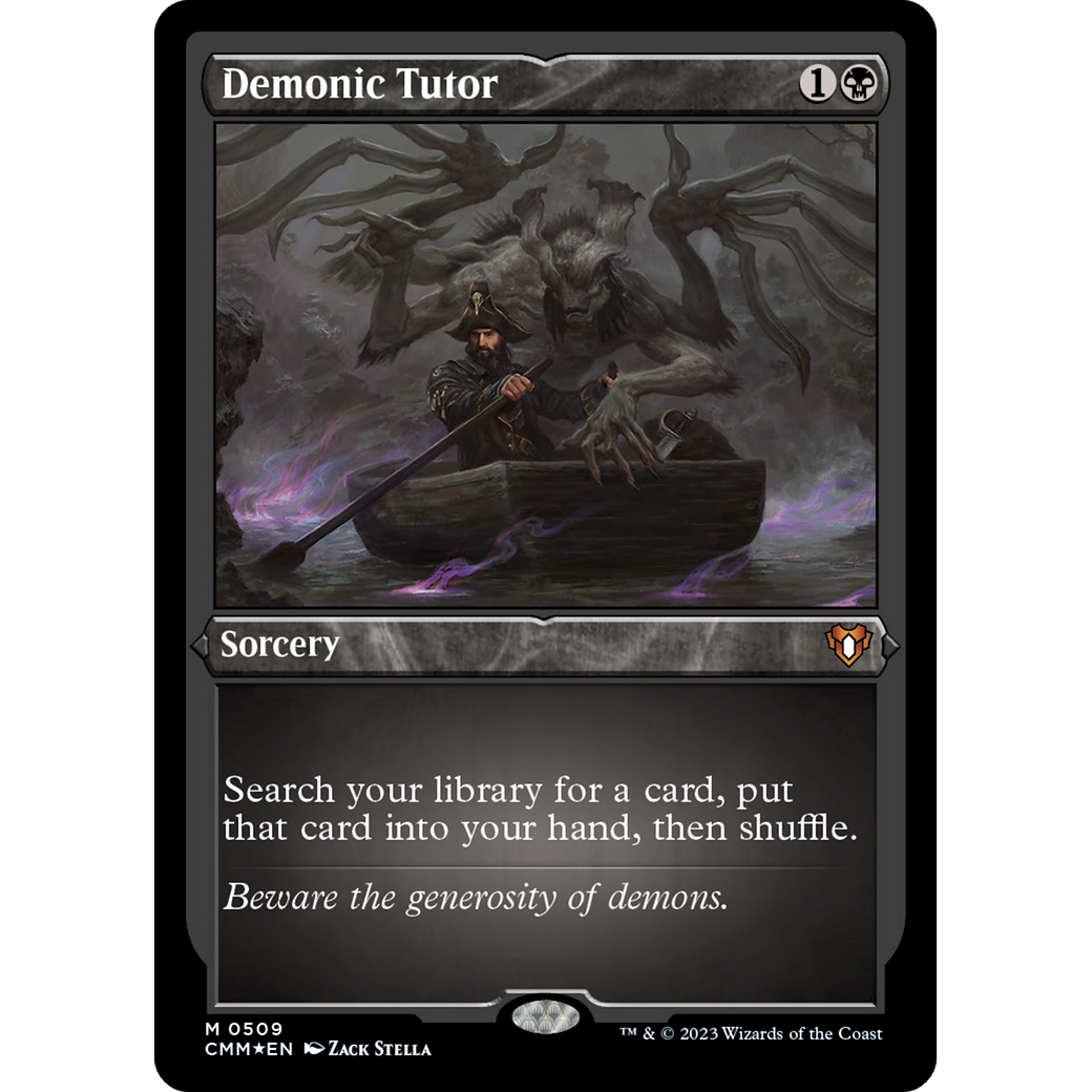 Demonic Tutor (CMM-509) - Commander Masters Etched Foil