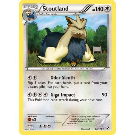 Stoutland 83/114 - Black and White Reverse Holofoil