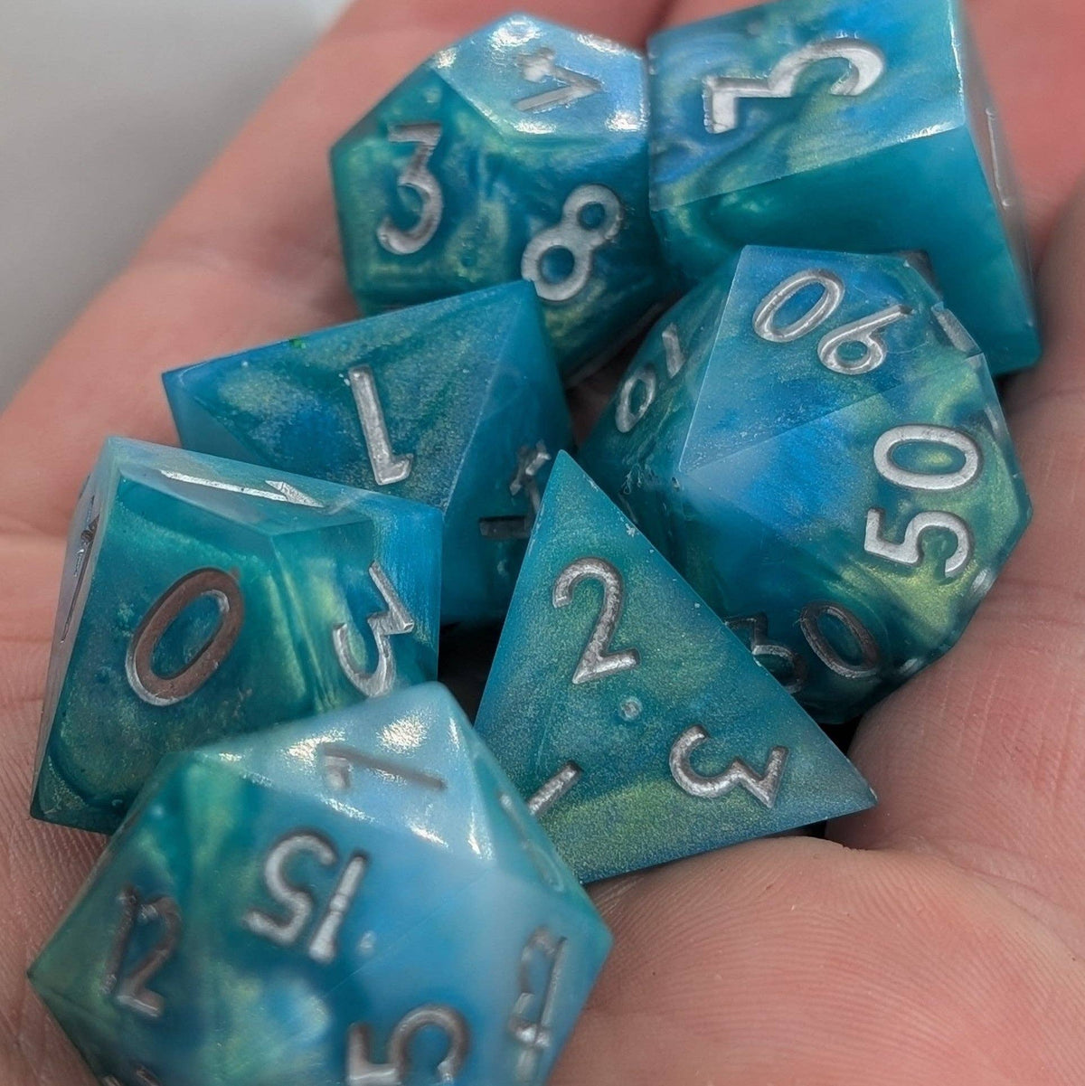 Tidebound Arcanum - 7 Piece Handmade Polyhedral Dice Set