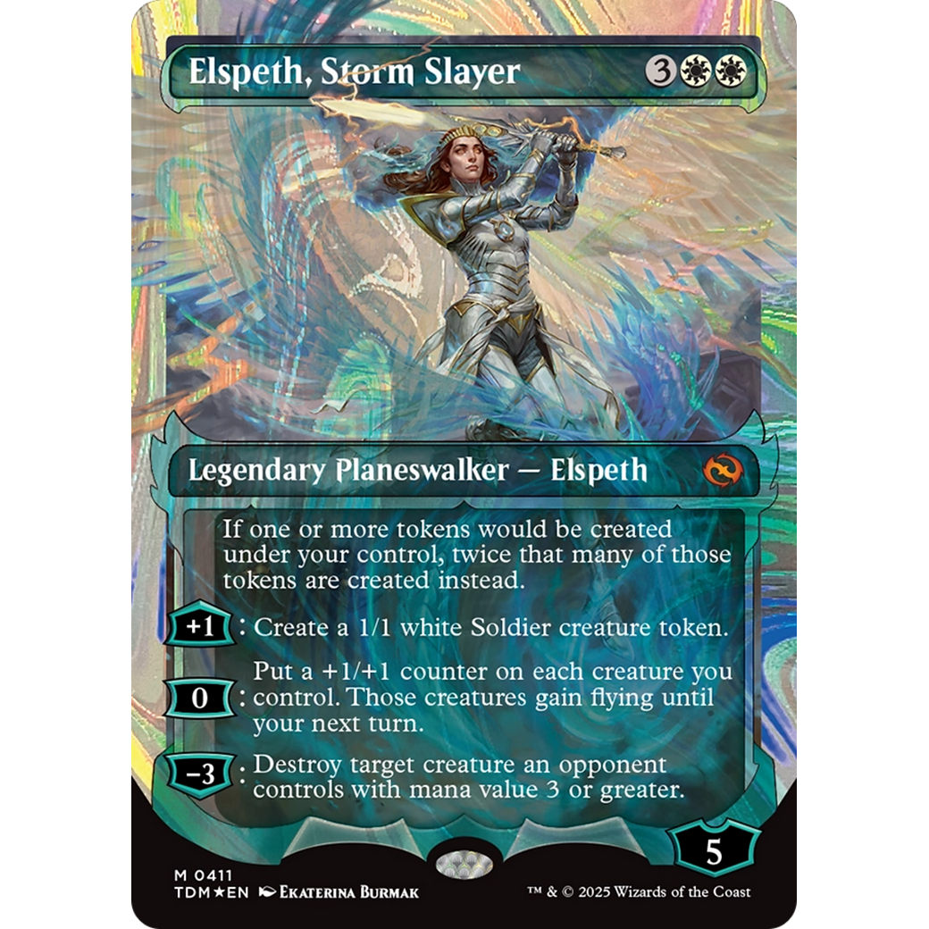Elspeth, Storm Slayer (TDM-411) - Tarkir: Dragonstorm: (Showcase) (Borderless) Foil