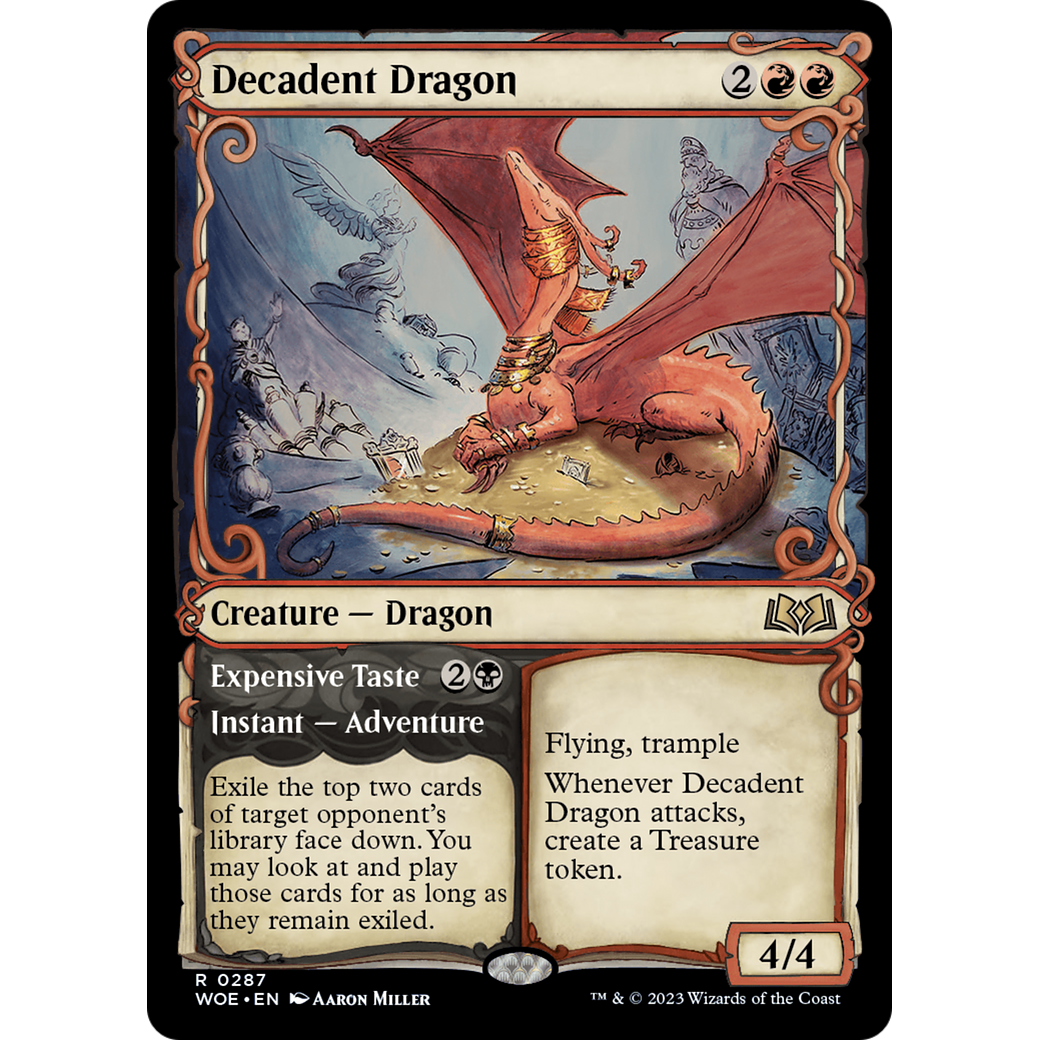 Decadent Dragon // Expensive Taste (WOE-287) - Wilds of Eldraine: (Showcase) Foil