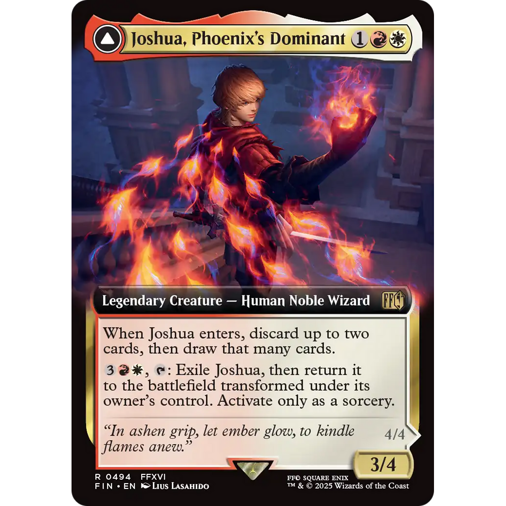 Joshua, Phoenix's Dominant // Phoenix, Warden of Fire (FIN-494) - FINAL FANTASY: (enchantment, Extended Art) Foil