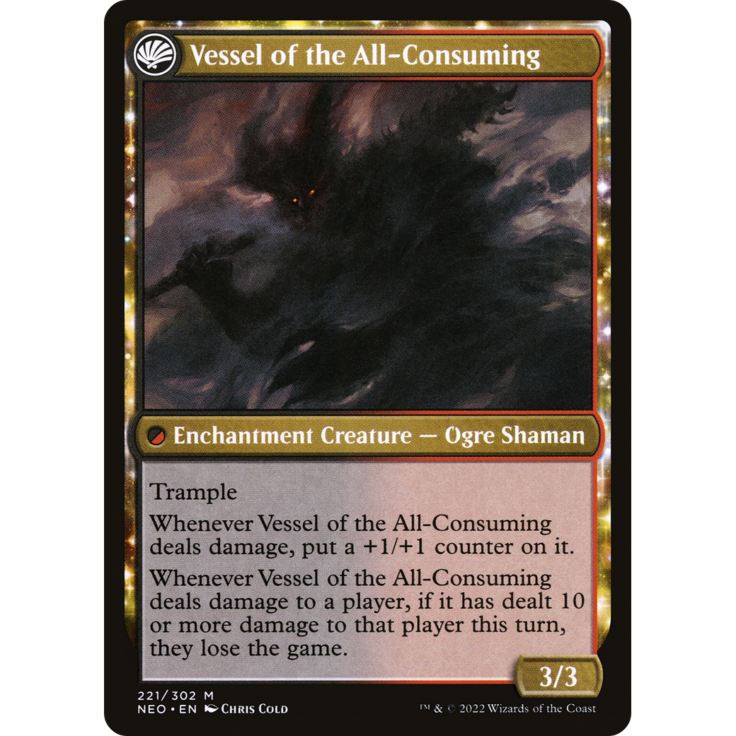 Hidetsugu Consumes All // Vessel of the All-Consuming (NEO-221) - Kamigawa: Neon Dynasty: (fandfc, enchantment) Foil