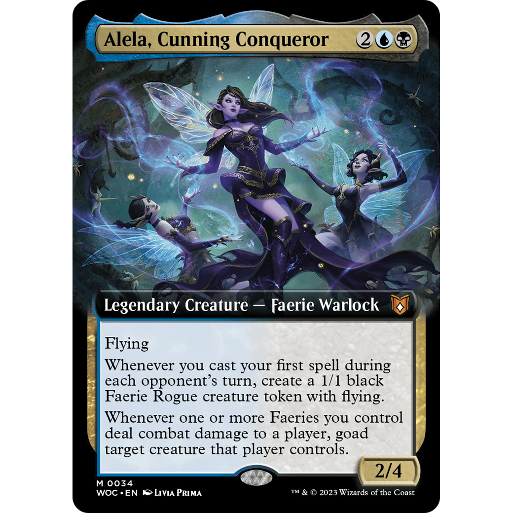 Alela, Cunning Conqueror (WOC-034) - Wilds of Eldraine Commander: (Extended Art)