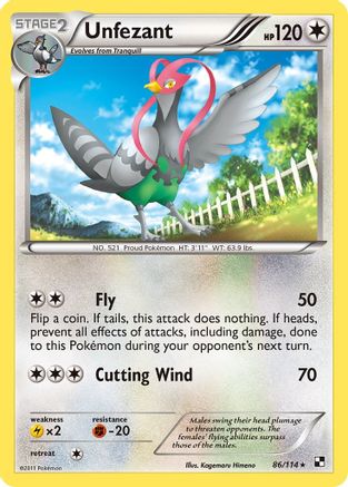 Unfezant 86/114 - Black and White Reverse Holofoil