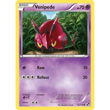 Venipede 52/114 - Black and White Reverse Holofoil