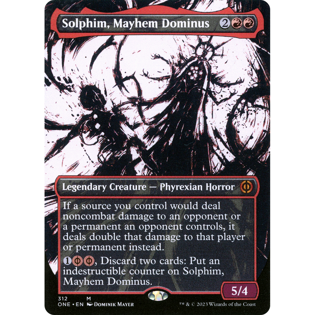 Solphim, Mayhem Dominus (ONE-312) - Phyrexia: All Will Be One: (Showcase) (Borderless) Foil