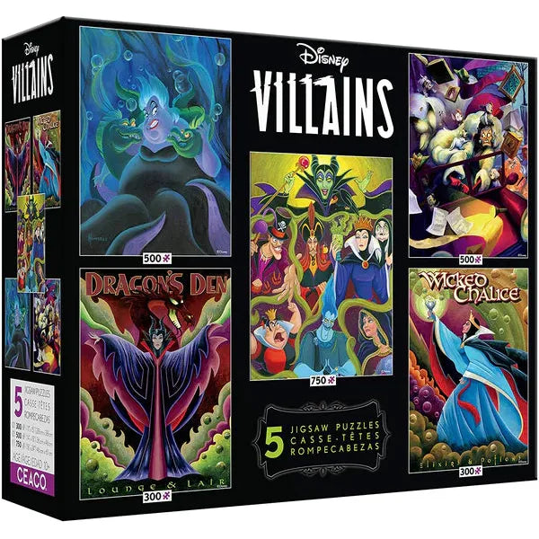 Disney Villains 5-in-1 Multipack Puzzles (300, 500, 750 pc)