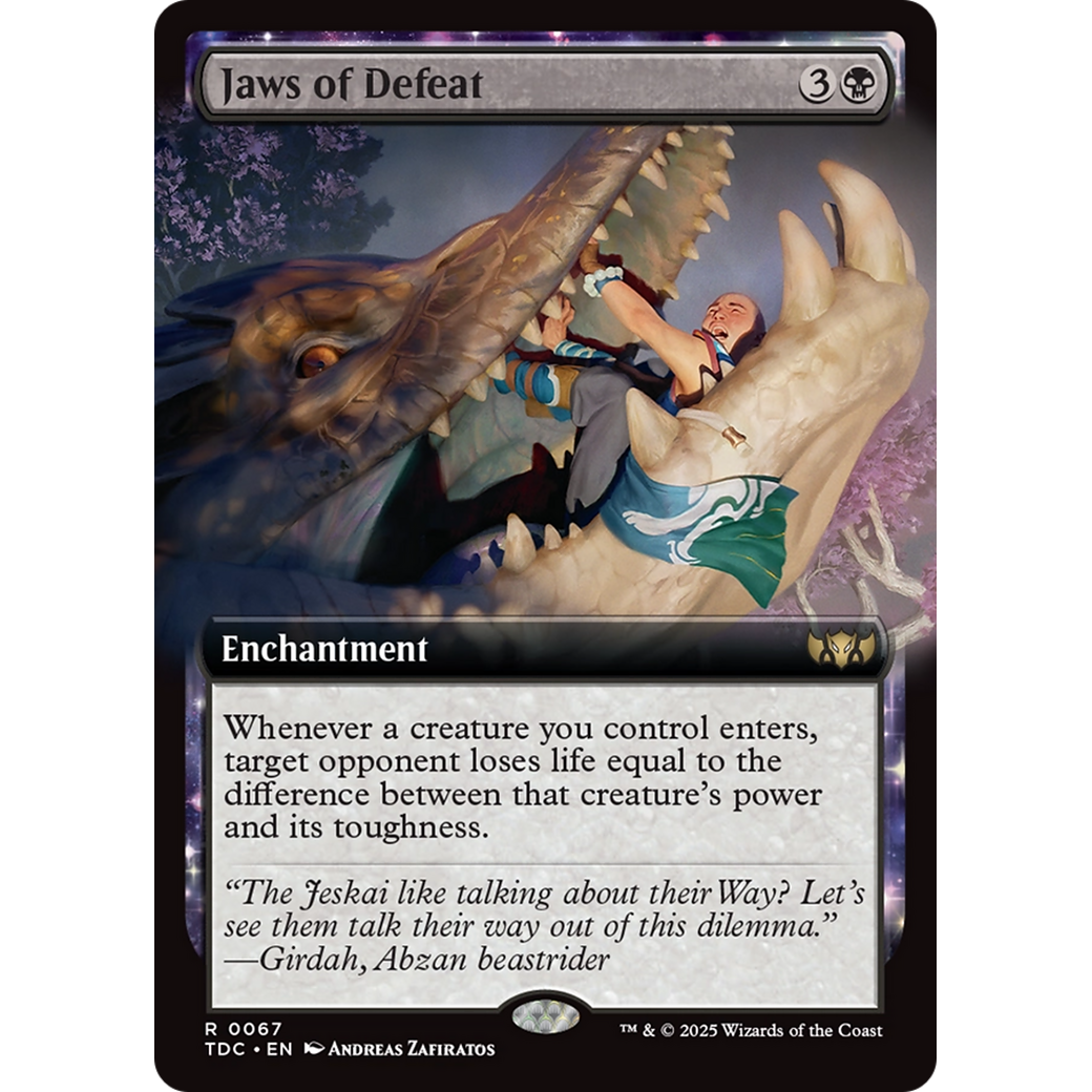 Jaws of Defeat (TDC-067) - Commander: Tarkir: Dragonstorm: (enchantment, Extended Art)