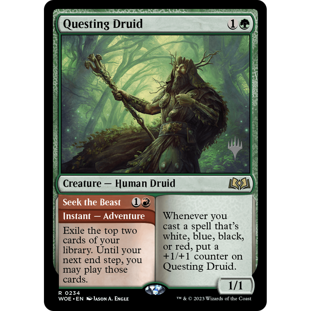 Questing Druid // Seek the Beast (PPWOE-234P) - Wilds of Eldraine Promos