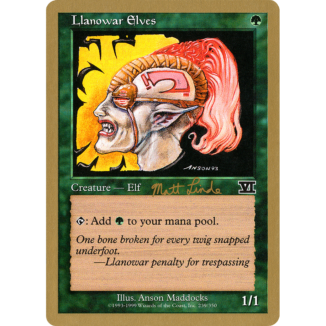 Llanowar Elves - 1999 Matt Linde (6ED) (WCD-) - World Championship Decks 1999