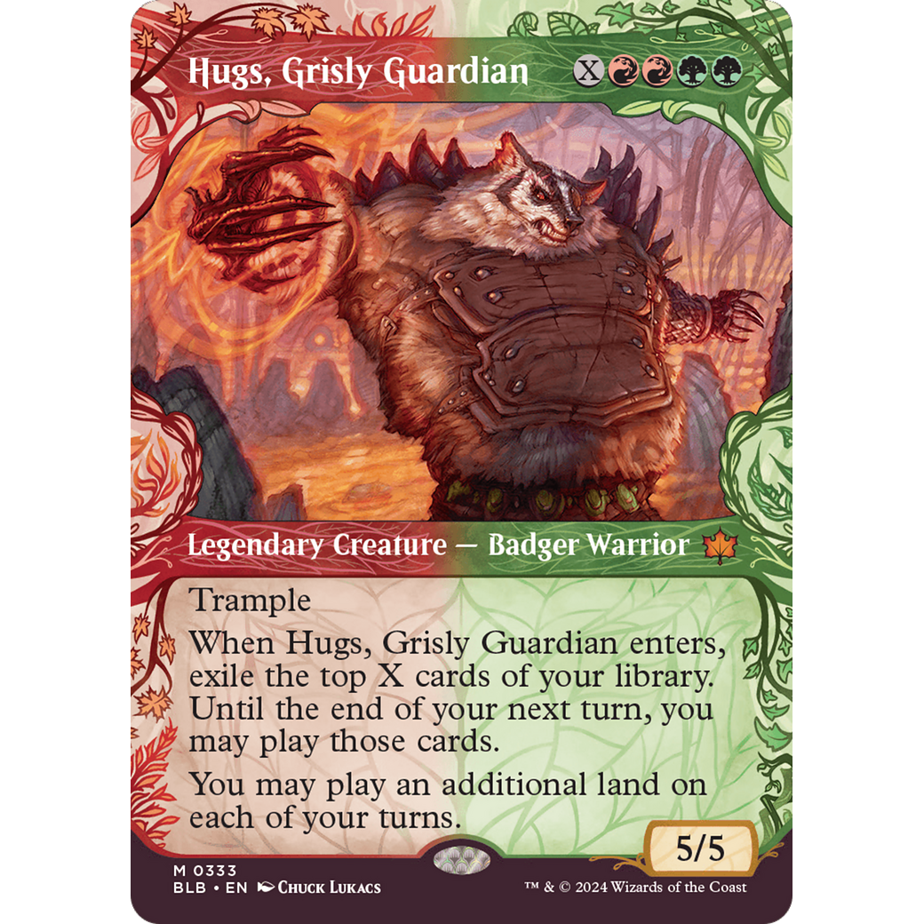 Hugs, Grisly Guardian (BLB-333) - Bloomburrow: (Showcase) (Borderless) Foil