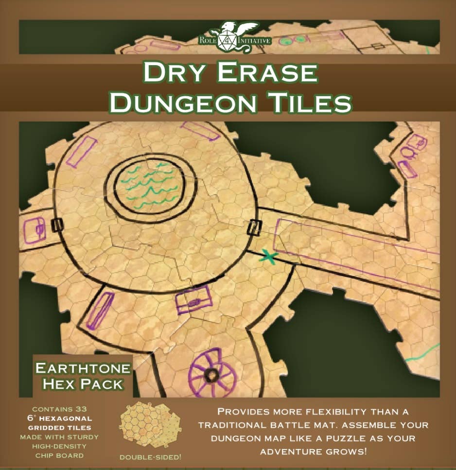 Dry Erase Dungeon Tiles, various colors, shapes, and sizes: White / Five 10" & Sixteen 5" Squares