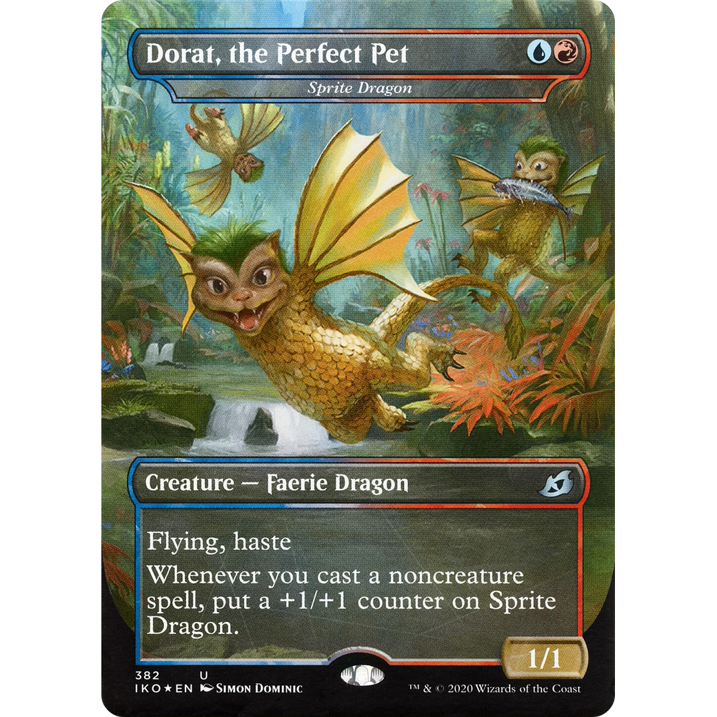 Dorat, the Perfect Pet - Sprite Dragon (IKO-382) - Ikoria: Lair of Behemoths / Dorat, the Perfect Pet (Borderless) Foil