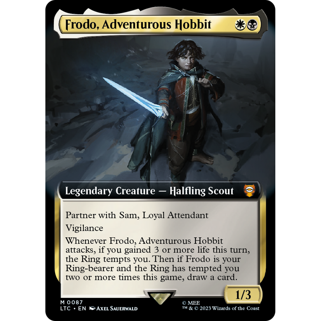 Frodo, Adventurous Hobbit (LTC-087) - Tales of Middle-earth Commander: (Extended Art) Foil