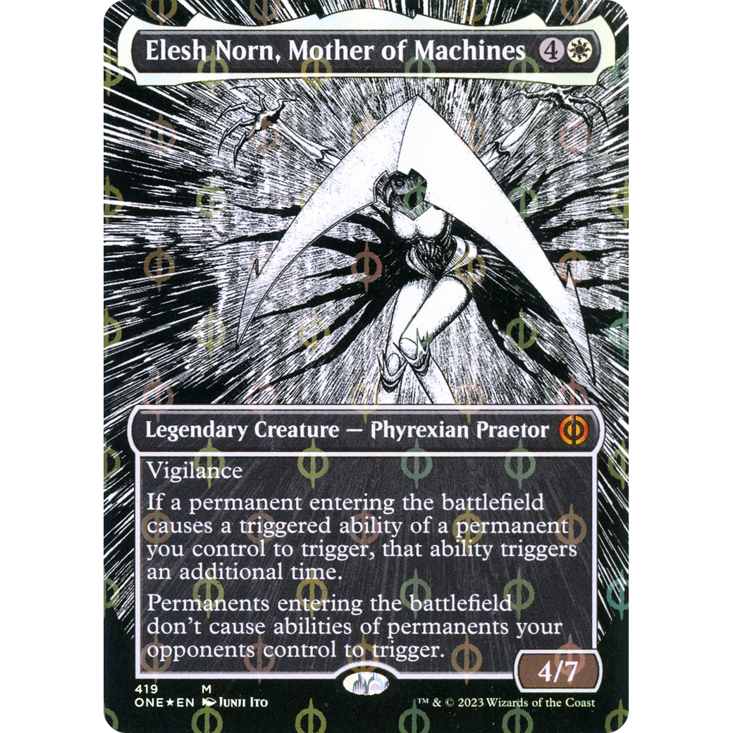 Elesh Norn, Mother of Machines (ONE-419) - Phyrexia: All Will Be One: (Showcase) (Borderless) Foil