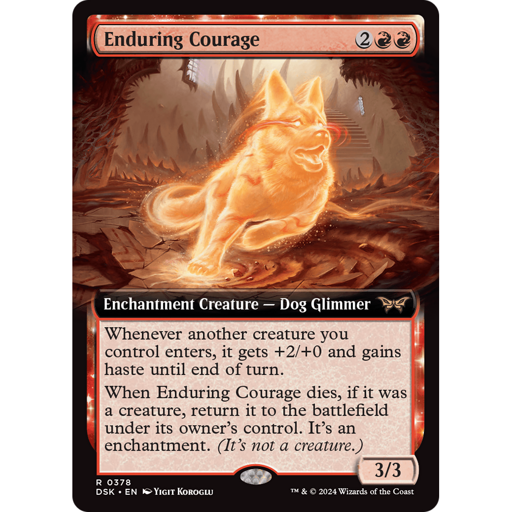Enduring Courage (DSK-378) - Duskmourn: House of Horror: (Extended Art, enchantment) Foil