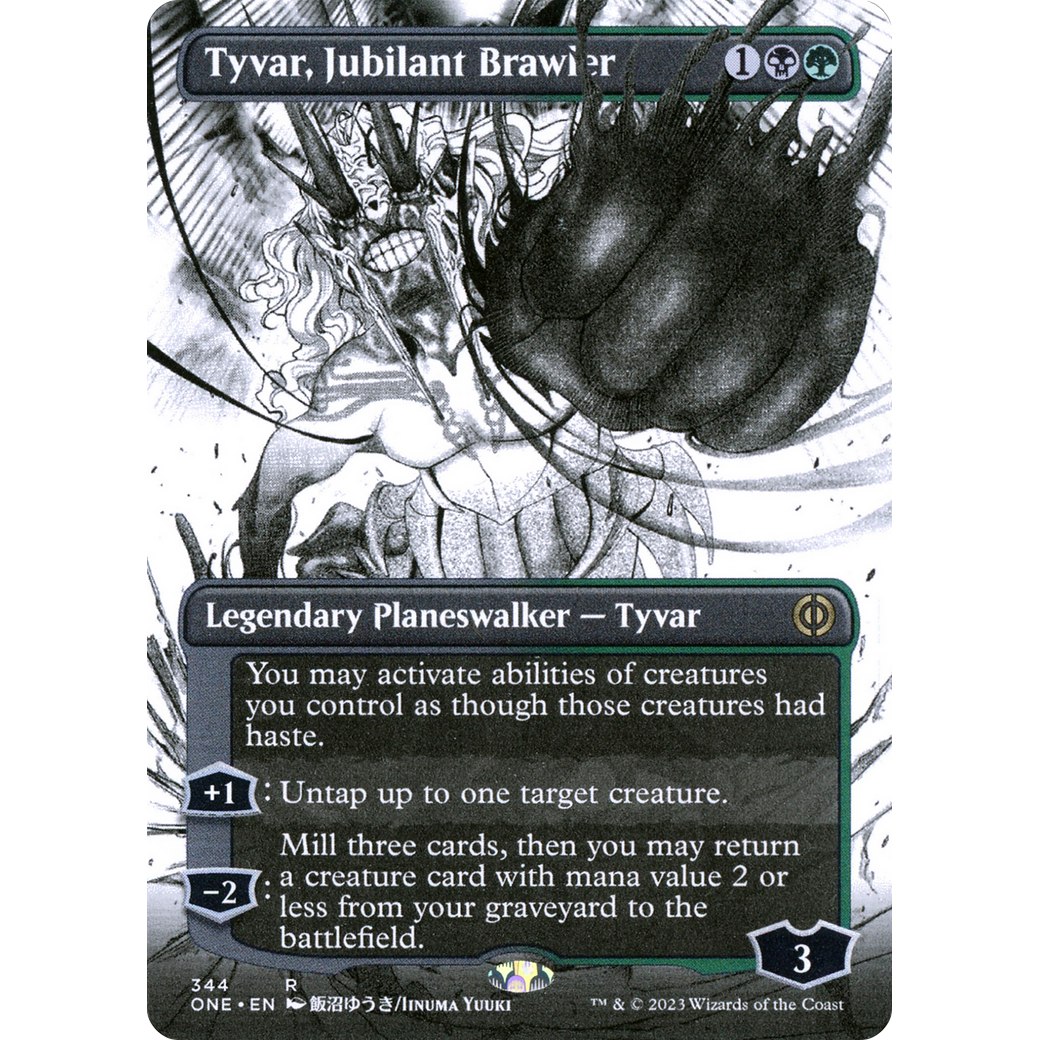 Tyvar, Jubilant Brawler (ONE-344) - Phyrexia: All Will Be One: (Showcase) (Borderless) Foil