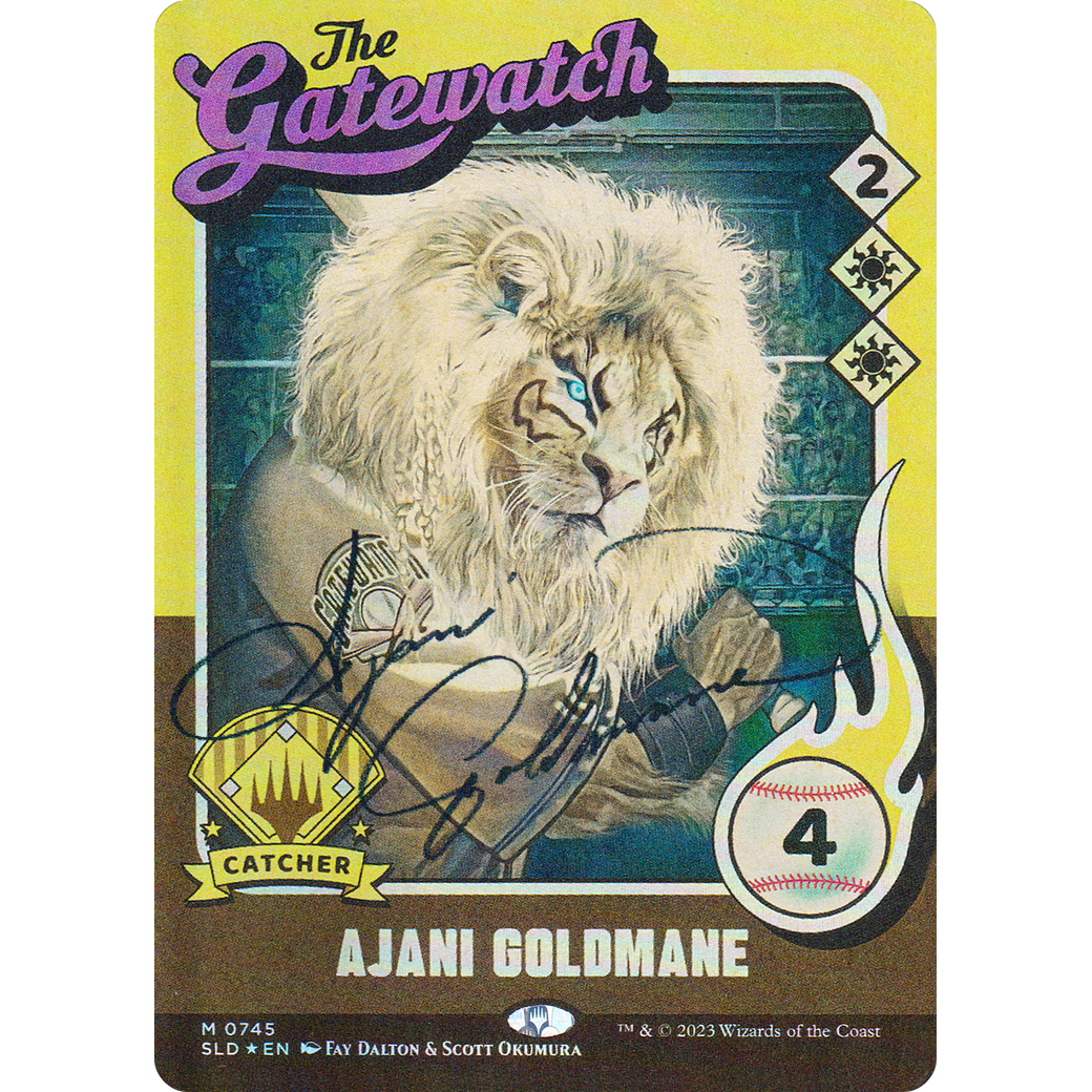 Ajani Goldmane (745) (Autographed) (SLD-745) - Secret Lair Drop: (Full Art) (Borderless) Foil