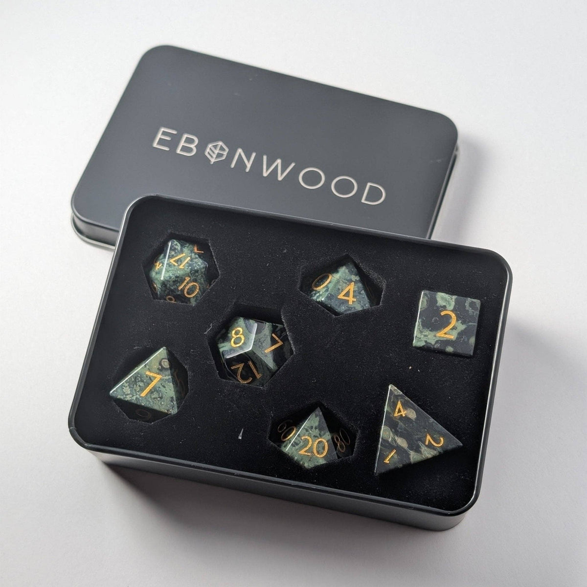 Kambaba Jasper - 7 Piece Polyhedral Gemstone Dice Set