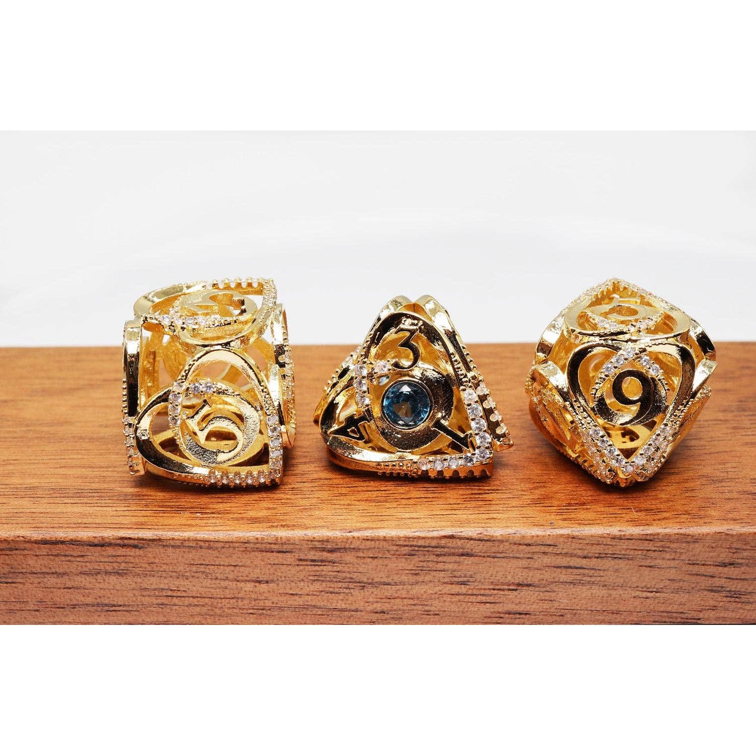 Hollow Hearts: Jeweled Gold - Metal RPG Dice Set