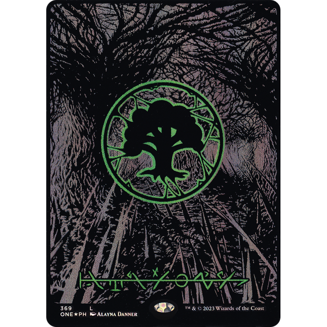 Forest (ONE-369) - Phyrexia: All Will Be One (Borderless) Foil