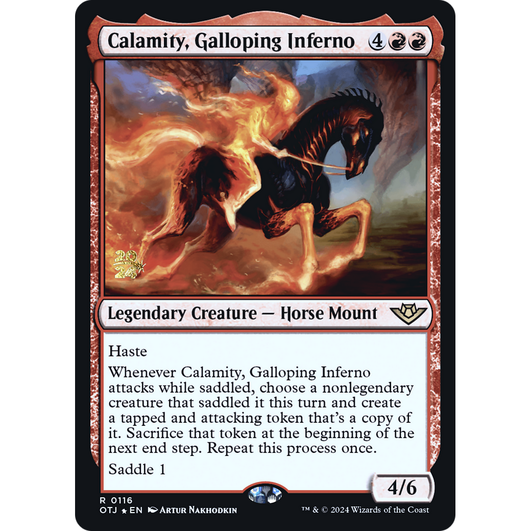 Calamity, Galloping Inferno (PRE-116S) - Outlaws of Thunder Junction Promos Foil