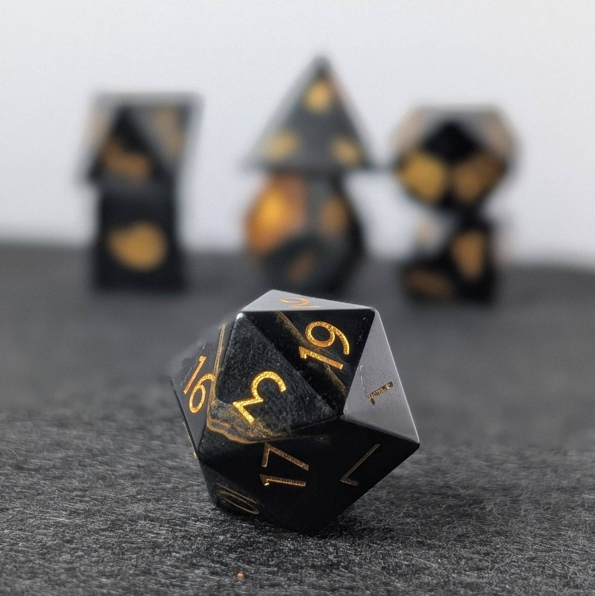Blue Tiger Eye - 7 Piece Polyhedral Gemstone Dice Set