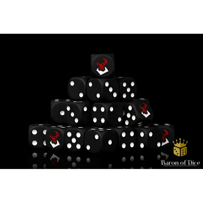 Baron of Dice: Black Orcs Round Wargaming D6 Set 25c