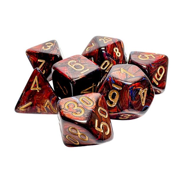 Chessex Scarab Blue Blood/Gold Mega-Hedral 7-Dice Set