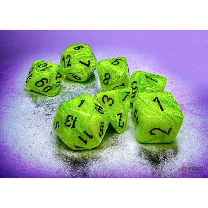 Chessex Vortex Bright Green/Black Mega-Hedral 7-Dice Set