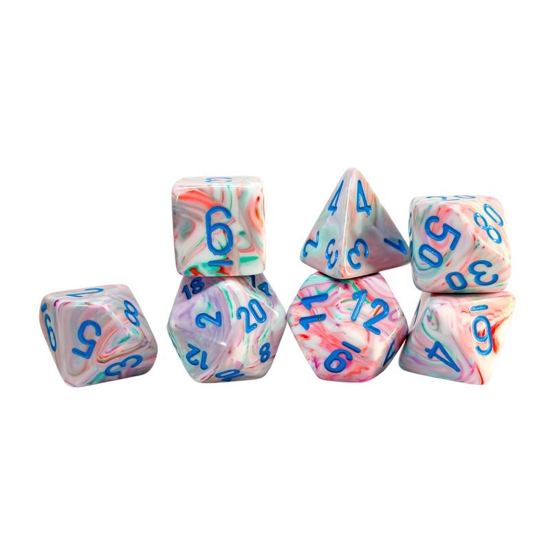 Chessex Festive Pop Art/Blue Mega-Hedral 7-Dice Set