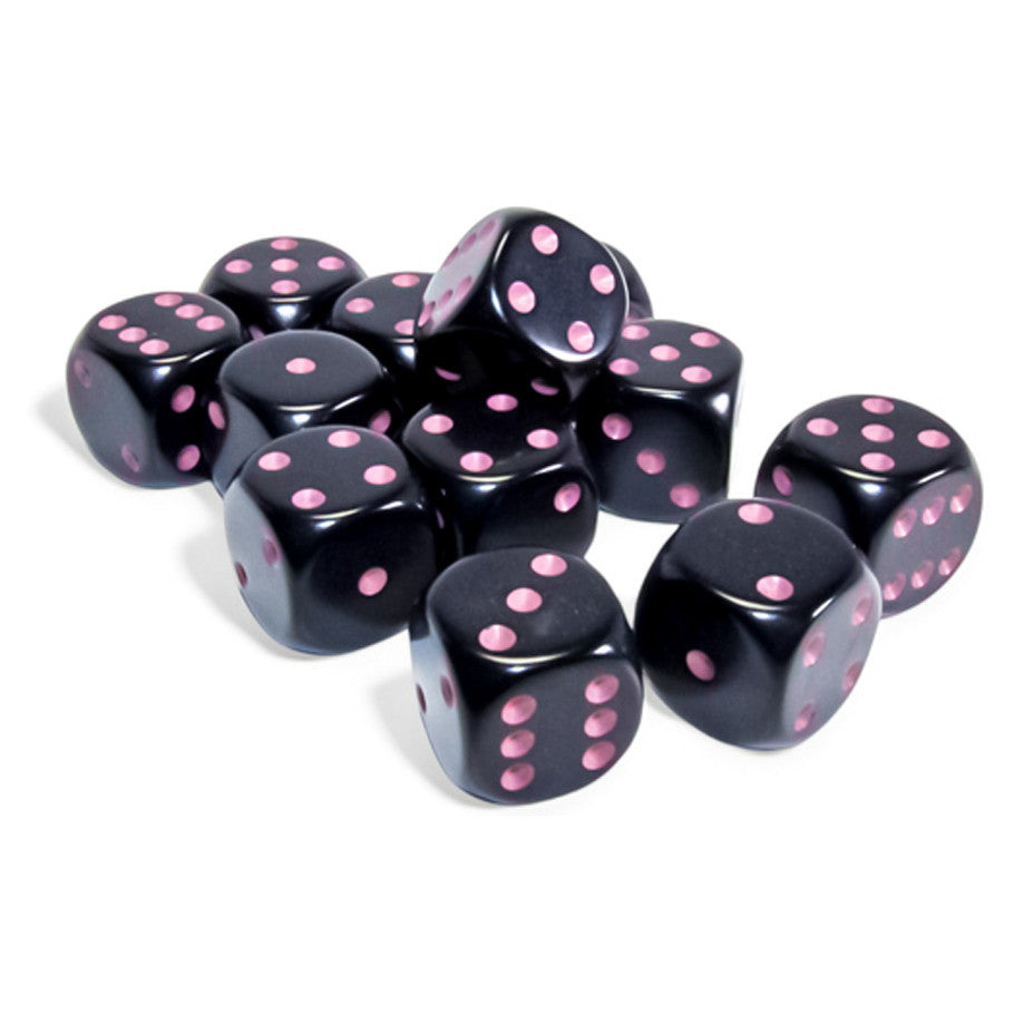 Chessex Opaque Black/Pink Six-Sided 16mm Dice