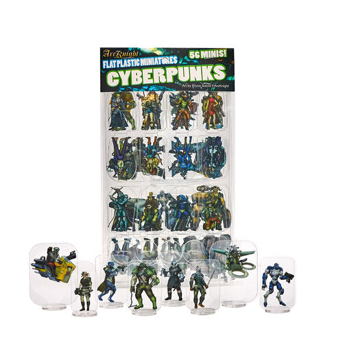 5E Flat Plastic Miniatures - 56pc Cyberpunks