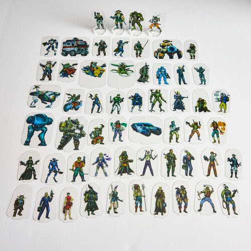 5E Flat Plastic Miniatures - 56pc Cyberpunks