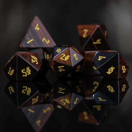 Red Tiger's Eye - 7-set Stone Dice