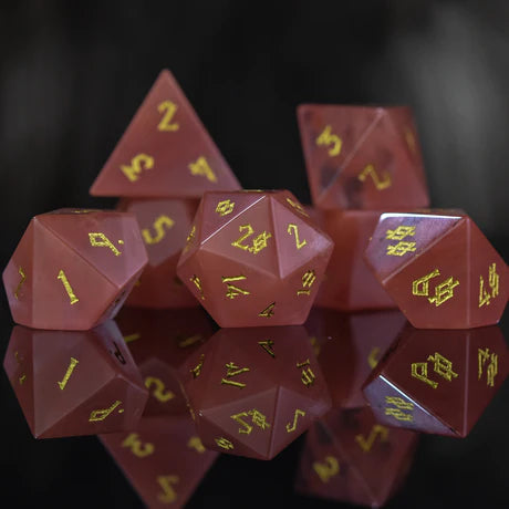 Strawberry Quartz - 7-set Stone Dice