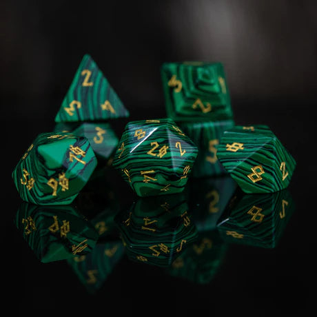 Malachite - 7-set Stone Dice