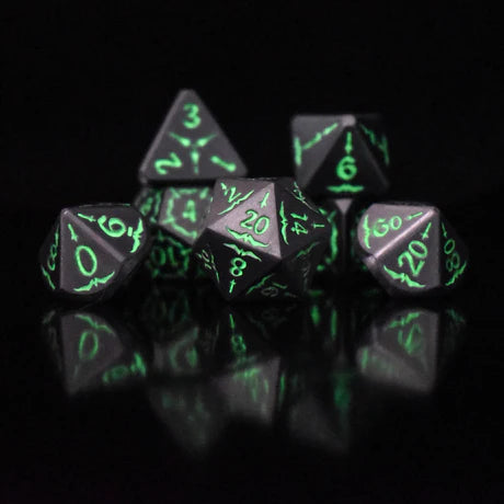 Sword of the Witchking - 7-set Glow-in-the-Dark Metal Dice