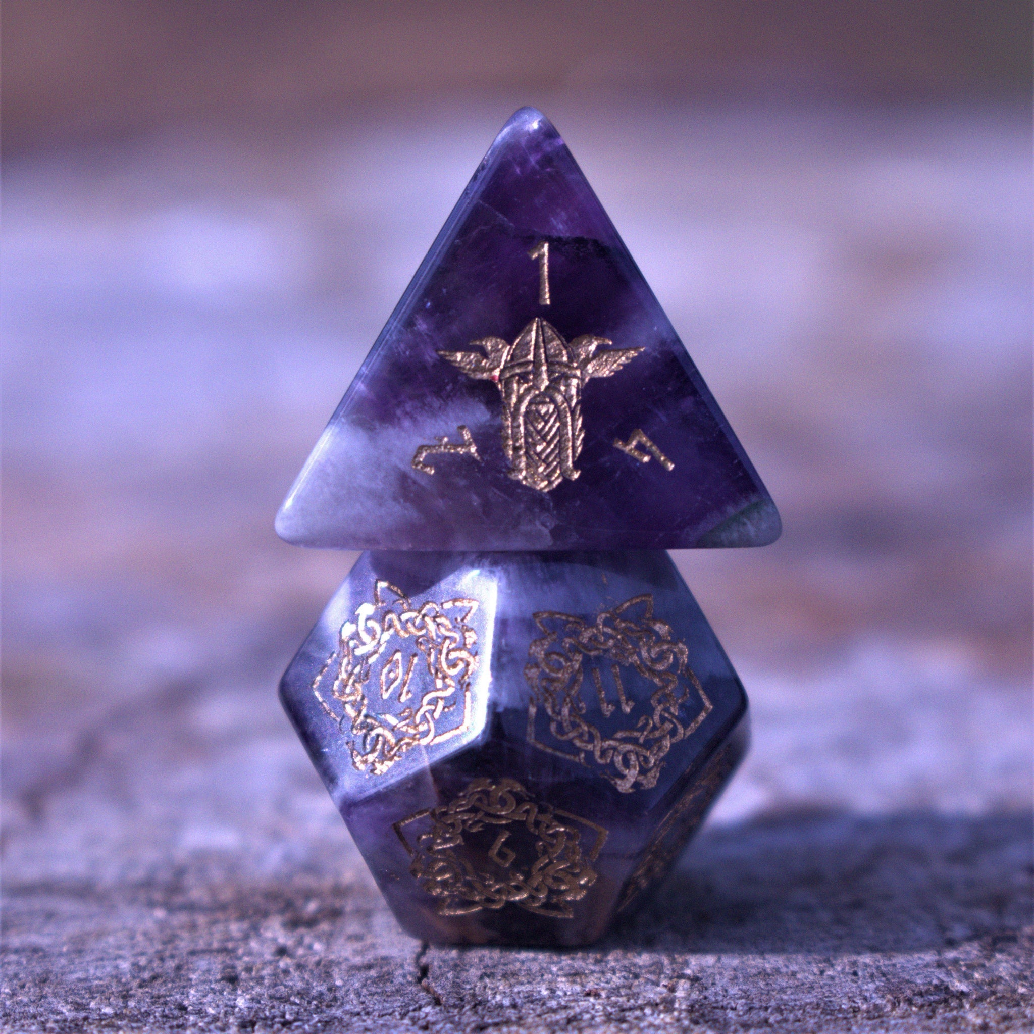 Serpent of Midgard: Amethyst- 7-set Glass Dice