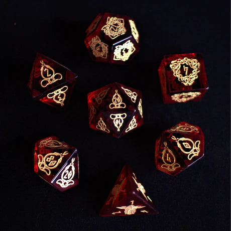 Serpent of Midgard: Red - 7-set Glass Dice