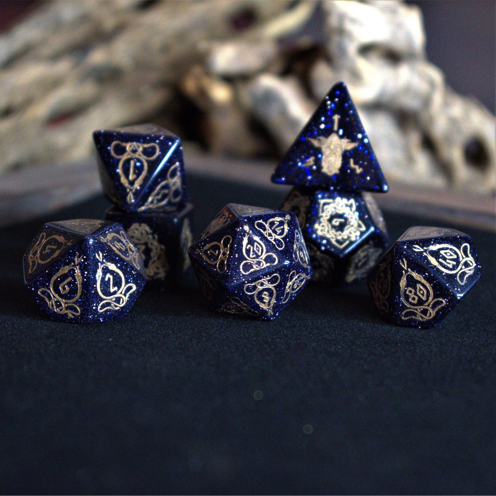 Serpent of Midgard: Blue - 7-set Sandstone Dice