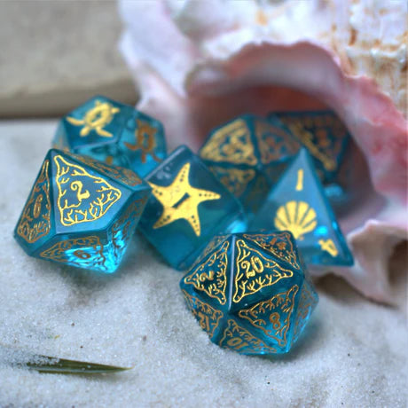 Glass Dice: Siren's Song: Aqua Blue - 7-set