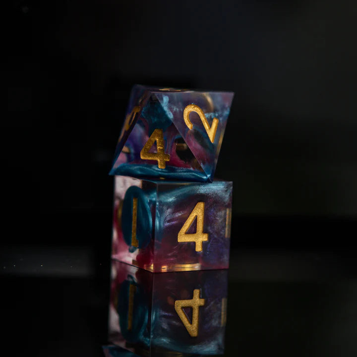 Misty Mountain - Plasma Gold Sharp-Edged - 7-set Resin Dice