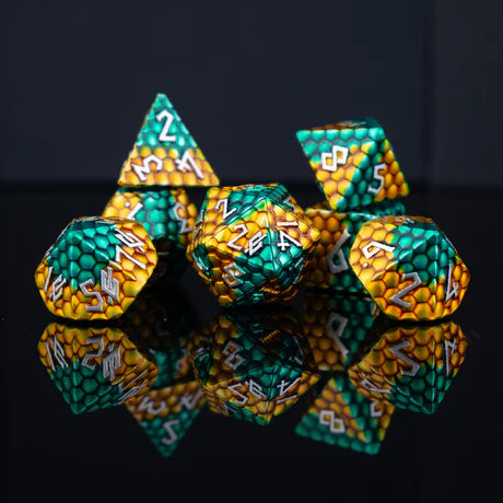 Green and Gold Dragon's Egg - 7-set Metal Dice